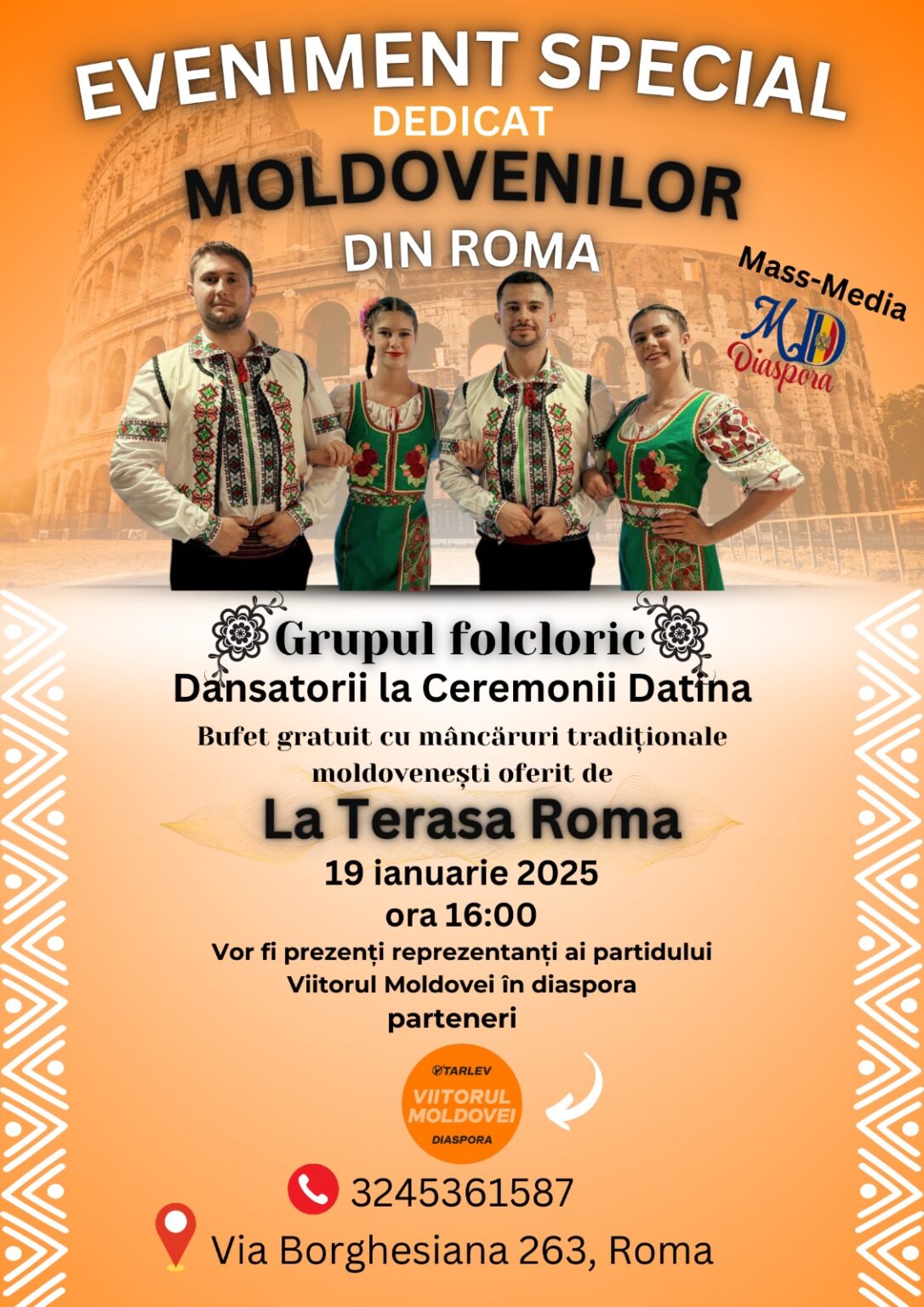 Eveniment Special pentru Moldovenii din Roma, organizat pe 19 ianuarie 2025
